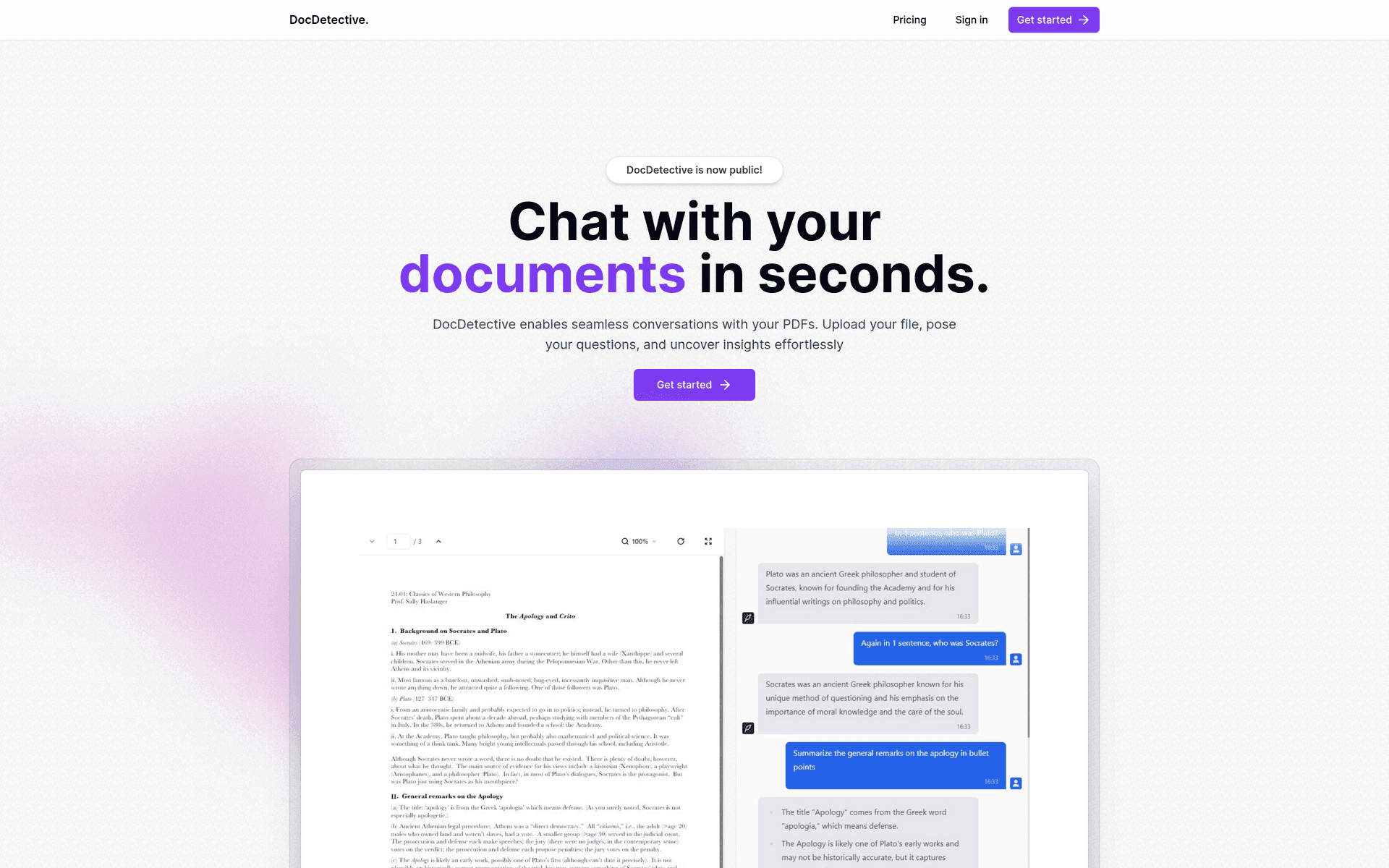 DocDetective — Ask a PDF a question and get a real answer.