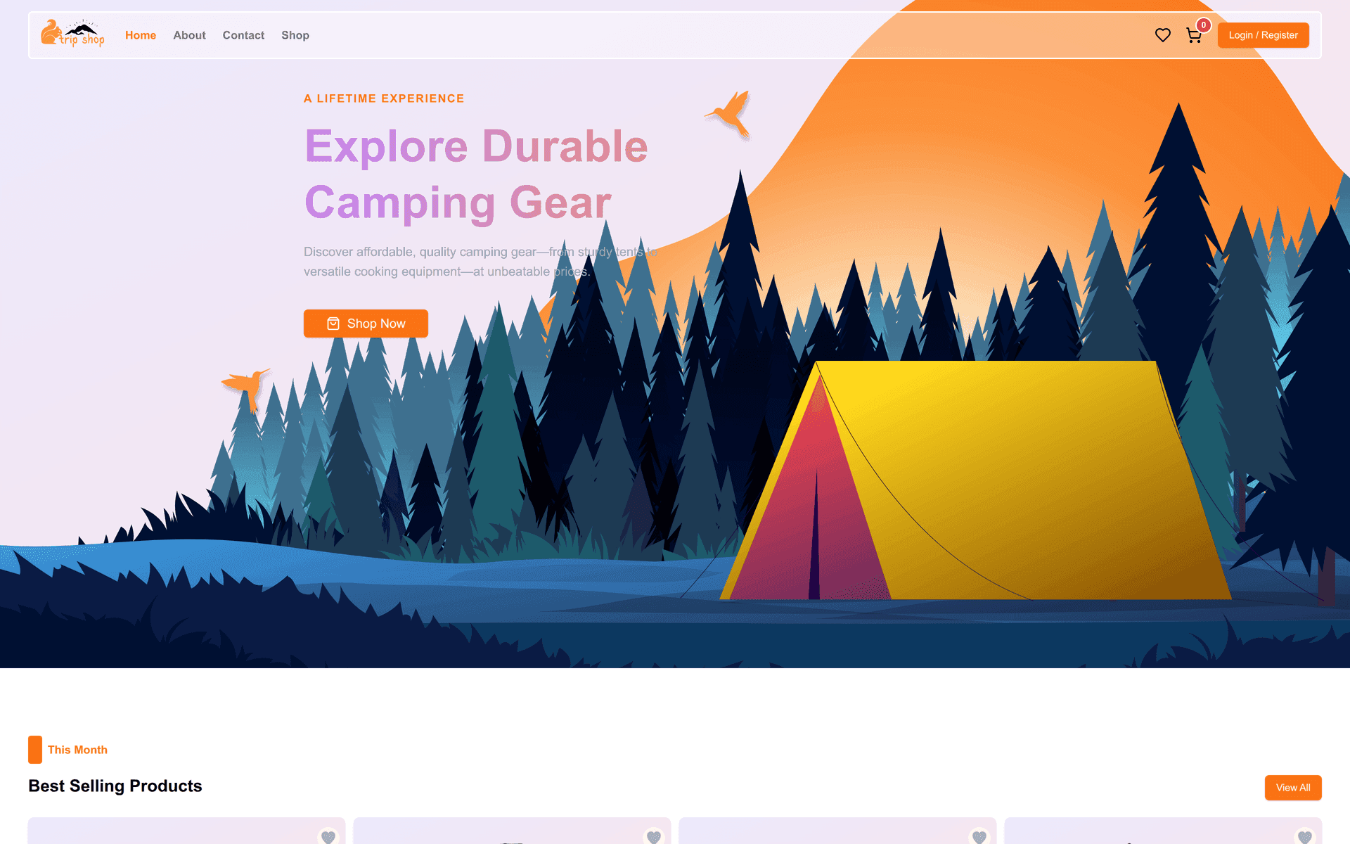TripShop — Outdoor gear commerce on the MERN stack.