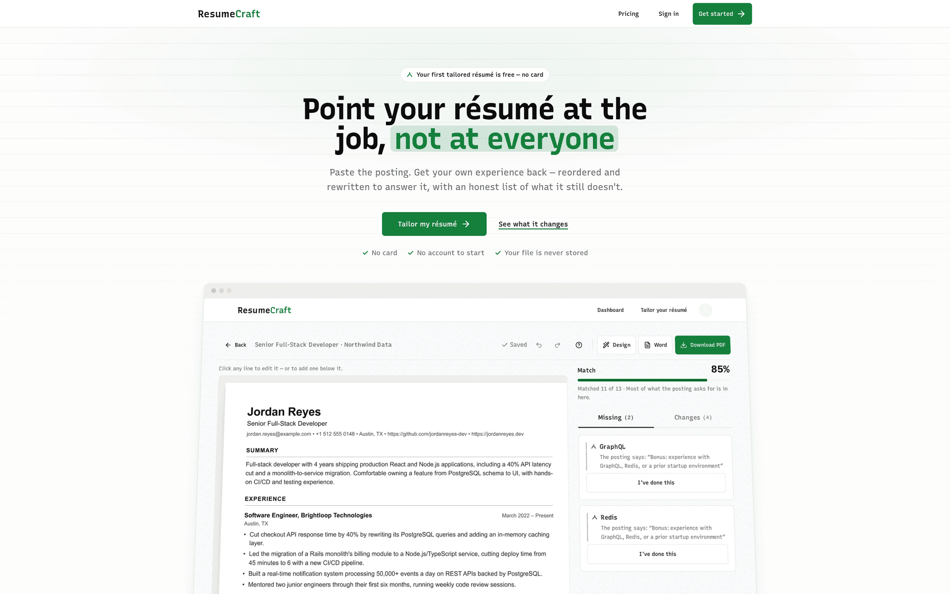 ResumeCraft — Point your résumé at the job, not at everyone.